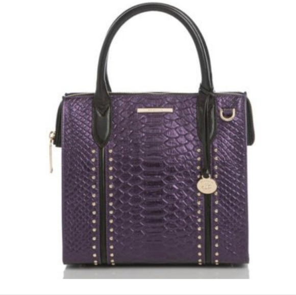 🔹️ Brahmin🔹️ RARE🔥  Small Caroline Ultraviolet Altair Genuine Leather ✨️💜 - Picture 8 of 16